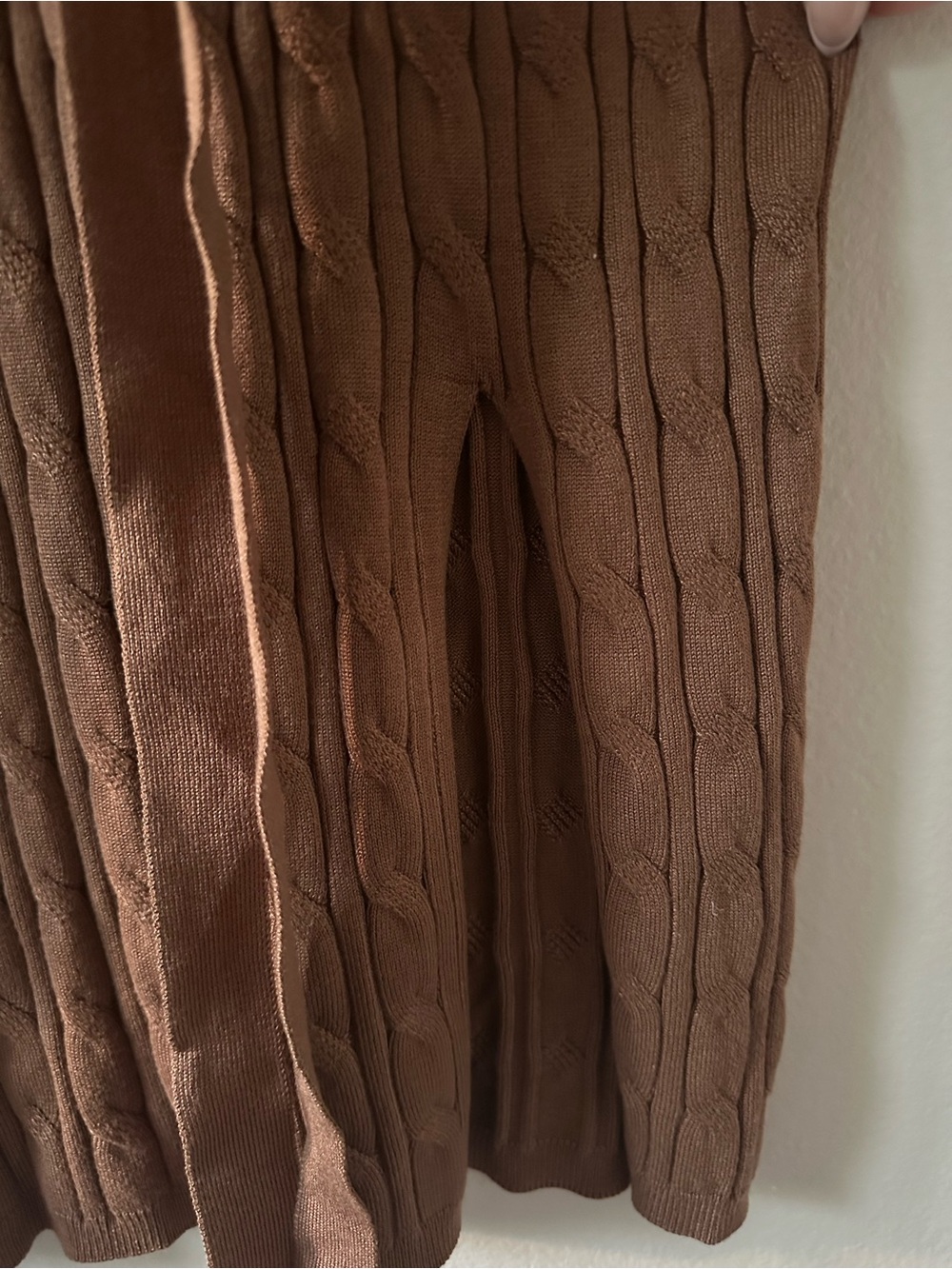 Lucky Brand Chocolate Brown Cable-Knit V-Neck Sweater Dress-NWT - Picture 6 of 6